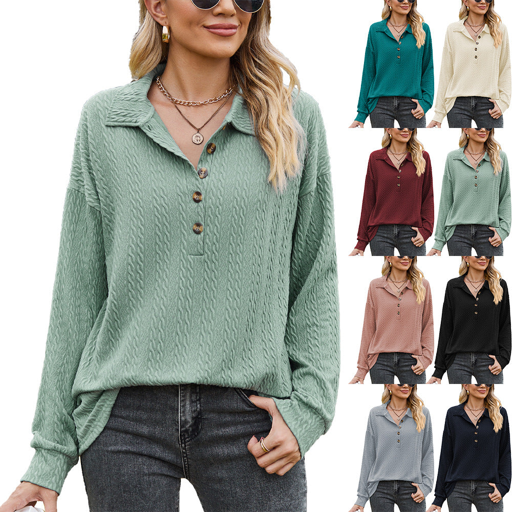 Damen Langarmshirt mit strukturiertem Kabelstrick und modischem Kragen Stalluxe