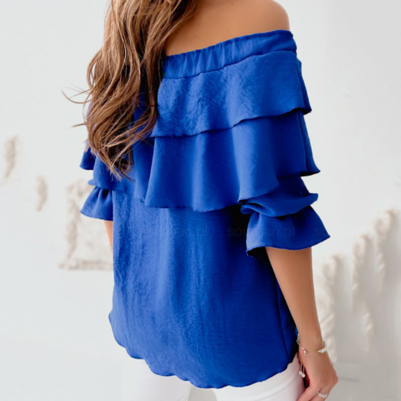 Damen Off-Shoulder Bluse mit Rüschendesign Stalluxe