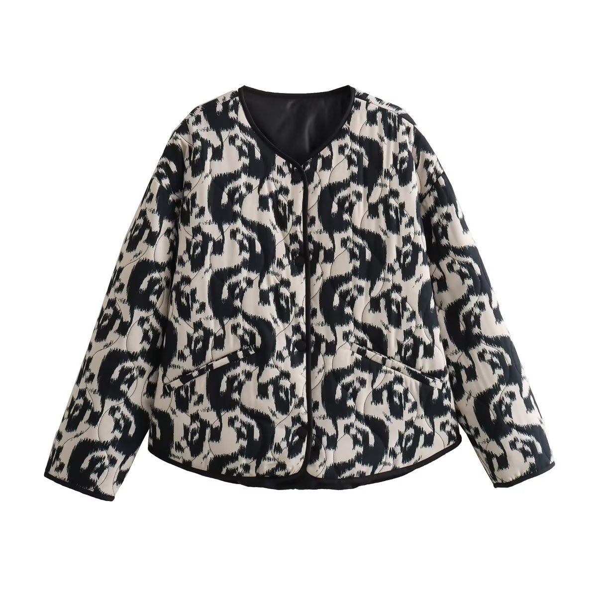 Damen gesteppte Jacke mit elegantem Animal-Print Stalluxe