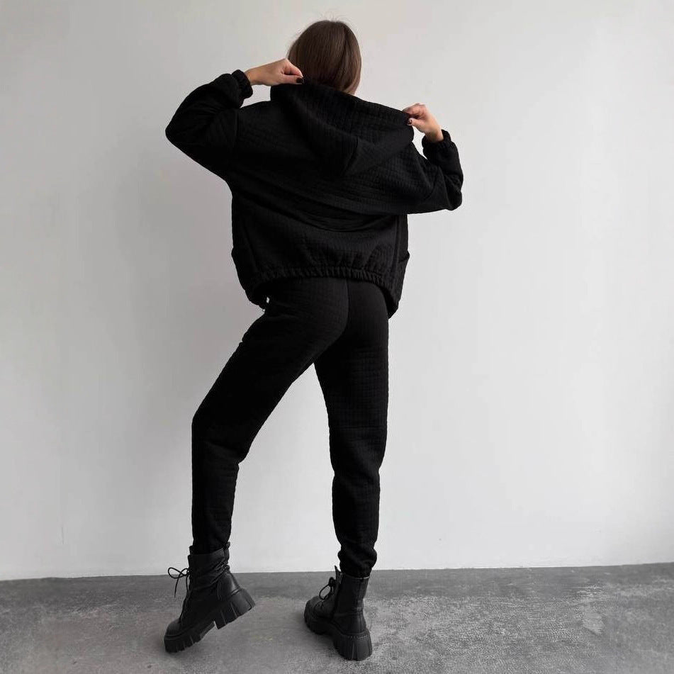 Damen modisches Freizeitset mit gepolstertem Oberteil und elastischer Hose Stalluxe