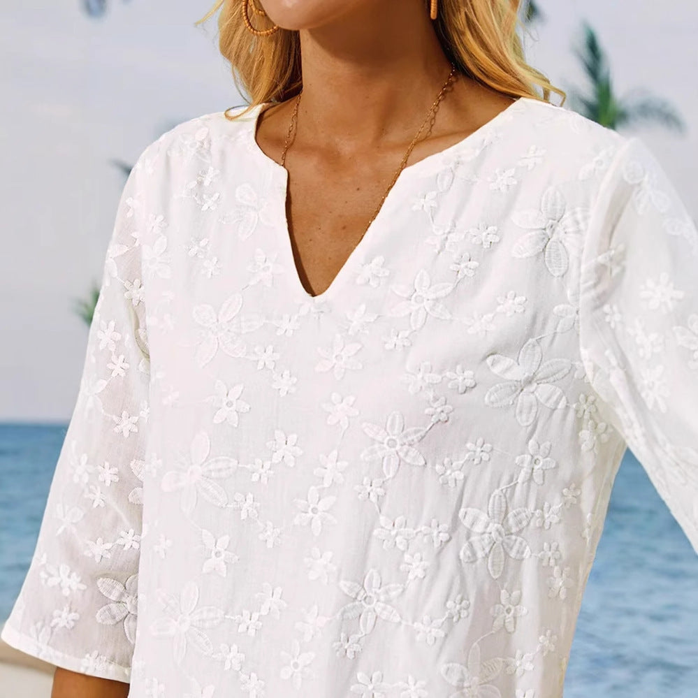 Damen Tunika-Kleid mit floralem Stickdesign Stalluxe