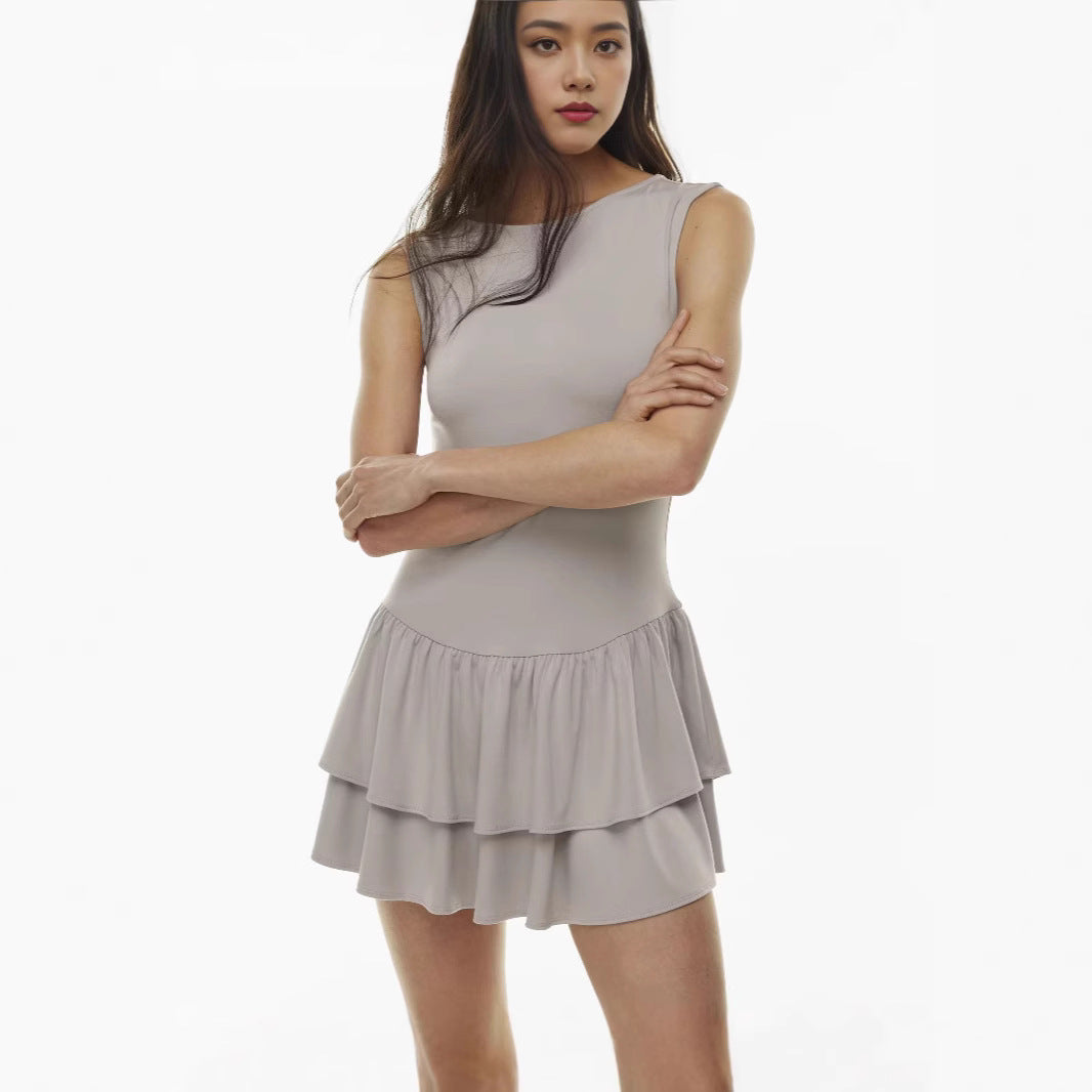 Damen verspieltes Kurzkleid mit Rüschendetails aus weichem Jersey Stalluxe