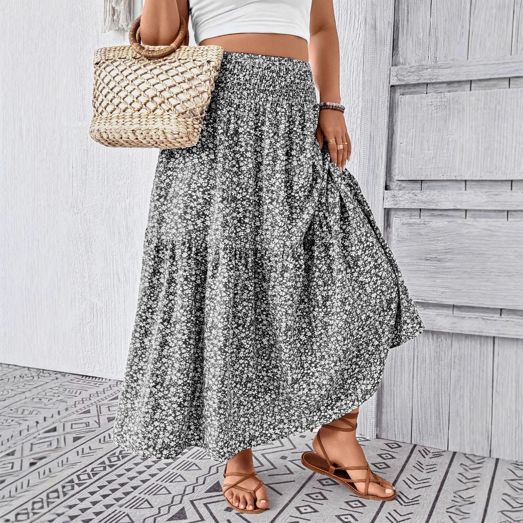 Damen Maxirock mit fließendem Schnitt und floralem Design Stalluxe