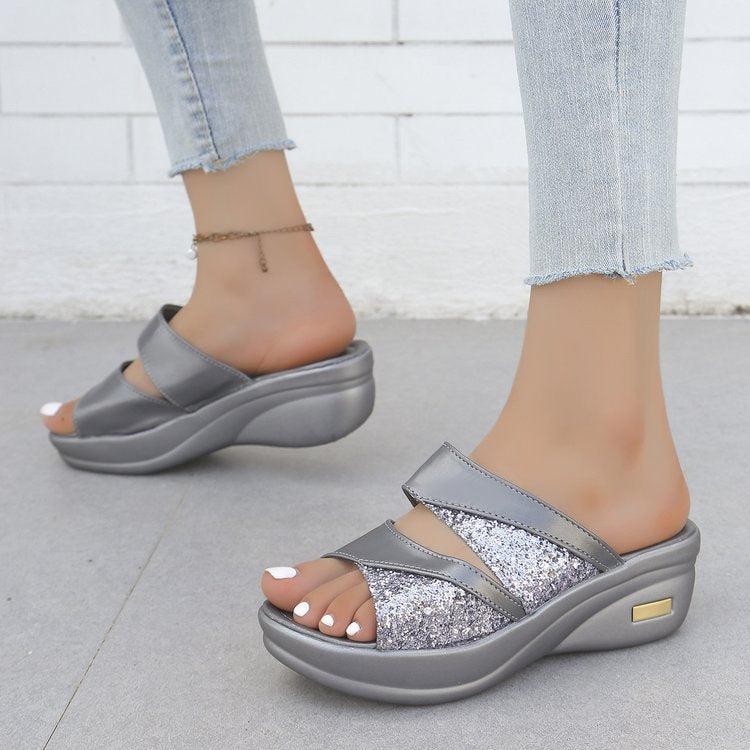 Damen Komfortable Sandalen mit glitzerndem Riemendesign Stalluxe