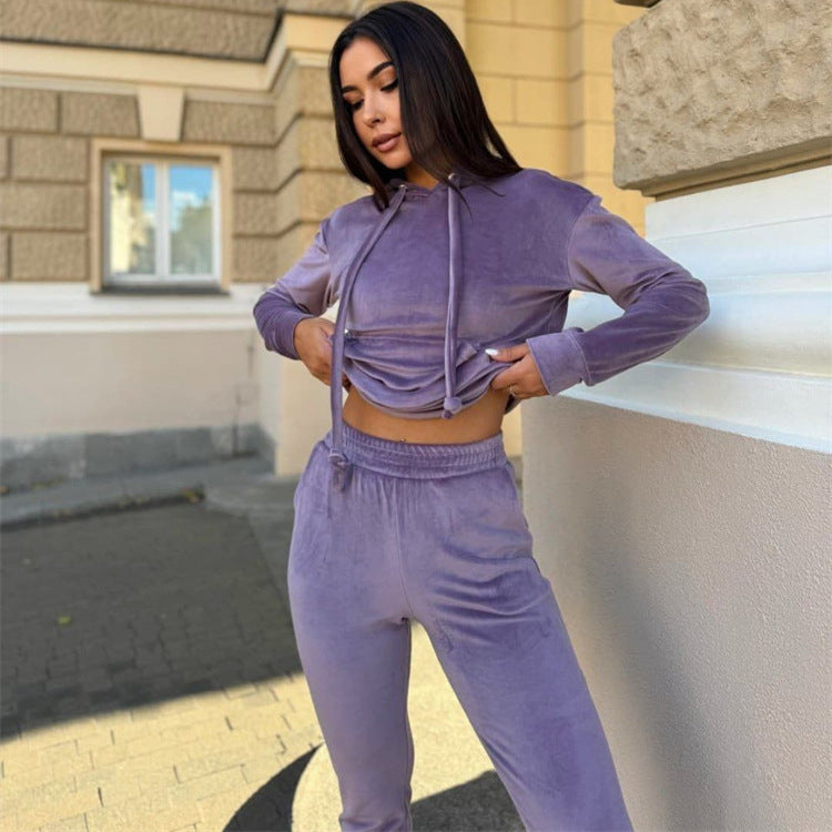 Damen Fleece-Jogginganzug mit Kapuze und elastischem Bund Stalluxe