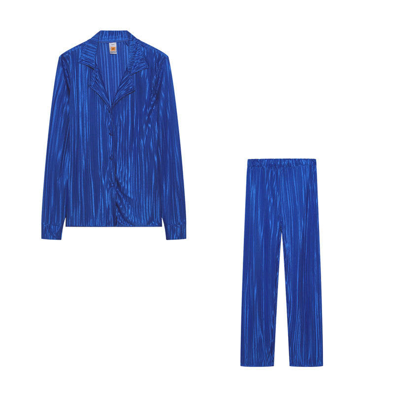 Damen Satin Schlafanzug mit elegantem Rippendesign Stalluxe