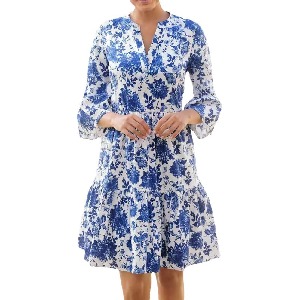 Damen Blumenkleid mit voluminösen Ärmeln und eleganter Passform Stalluxe