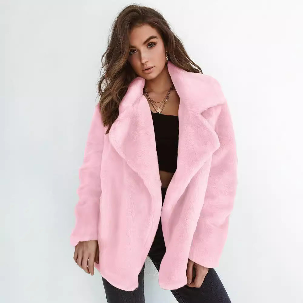 Damen Fleece-Mantel mit weitem Kragen und modischem Schnitt Stalluxe