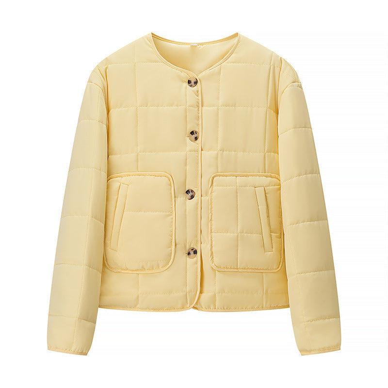 Damen gesteppte Übergangsjacke mit Knopfverschluss und funktionalen Taschen Stalluxe