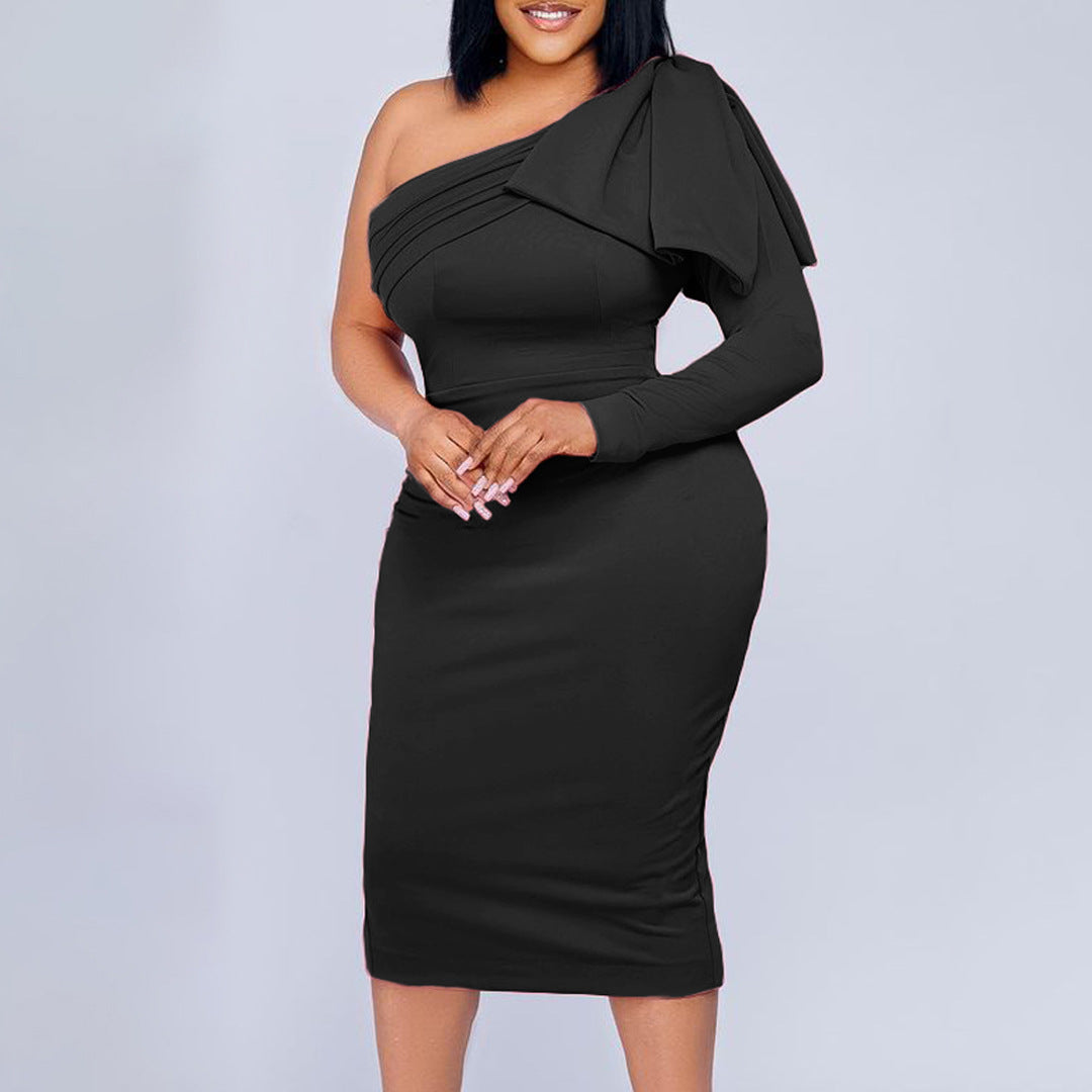 Damen figurbetontes One-Shoulder-Kleid mit Drapierung Stalluxe