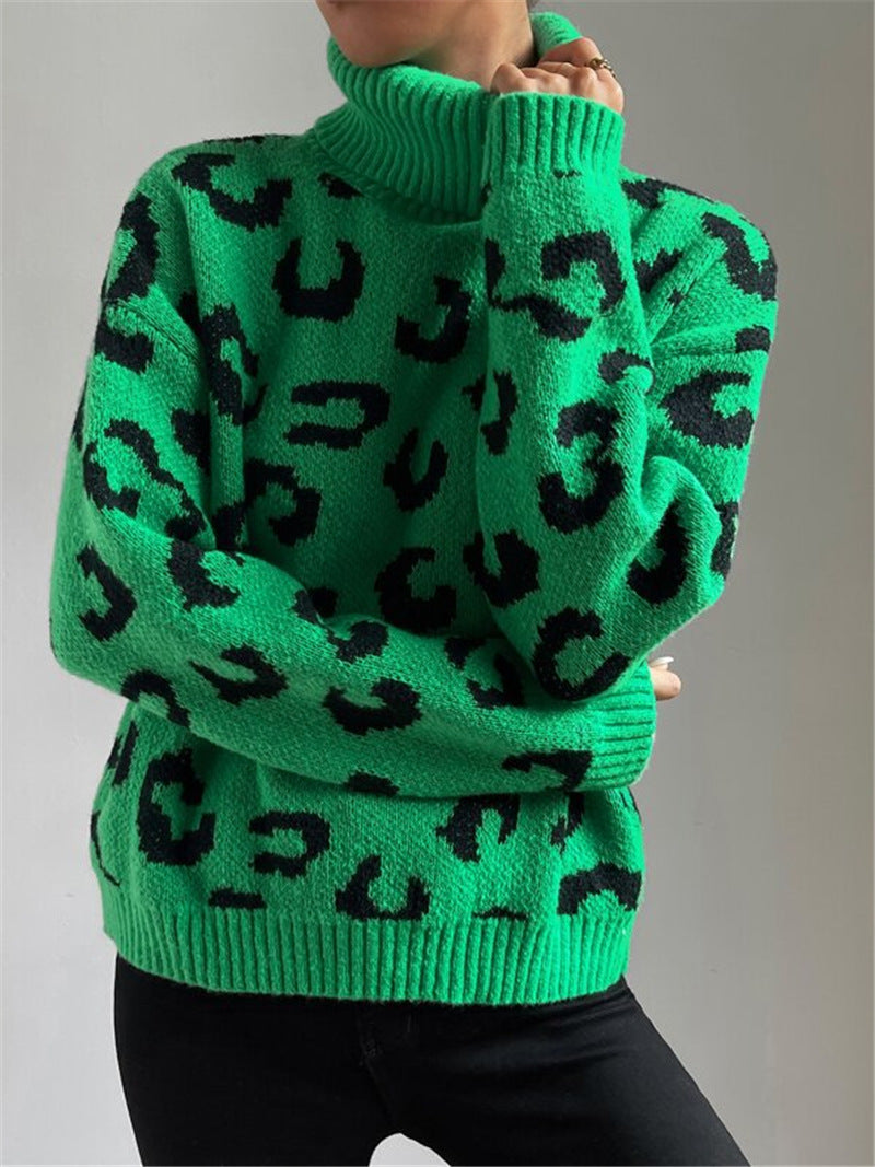 Damen Stehkragen Pullover mit Leopardenmuster Stalluxe