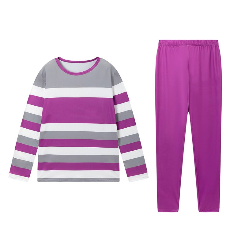 Damen Sportliches Schlafanzug-Set aus atmungsaktivem Material mit langärmeliger Oberteil und elastischen Hosen Stalluxe