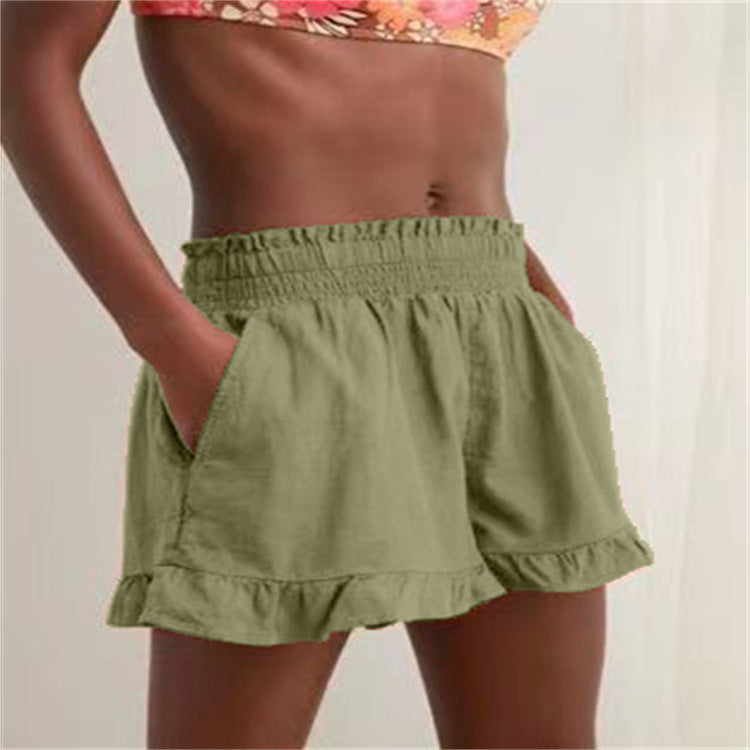 Damen Lockere Shorts mit Volant und Taschen Stalluxe