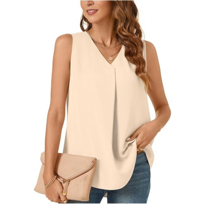 Damen elegante Bluse mit V-Ausschnitt und fließendem Schnitt Stalluxe