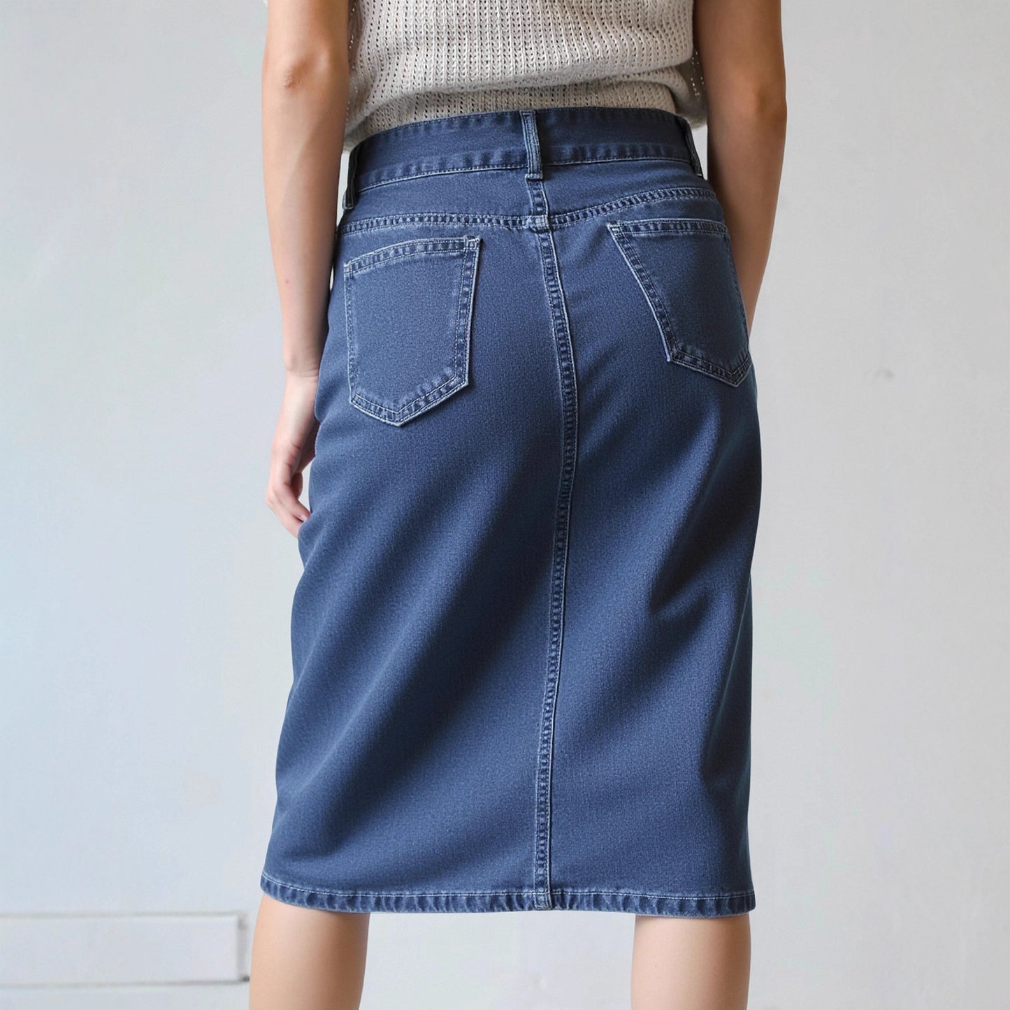 Damen Denim-Midirock mit praktischen Taschen und figurschmeichelndem Schnitt Stalluxe