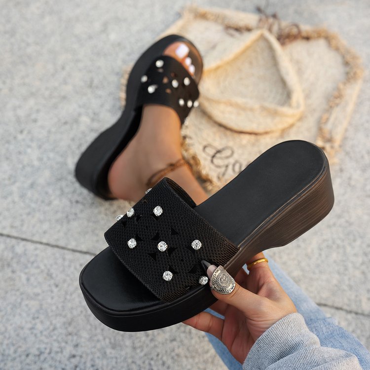Damen Wedge-Sandalen mit eleganter Schmuckverzierung Stalluxe