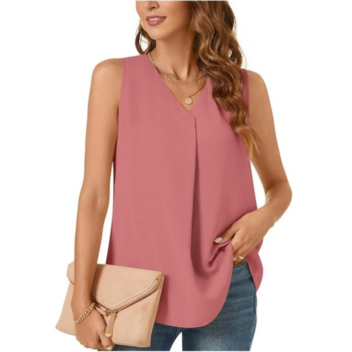 Damen elegante Bluse mit V-Ausschnitt und fließendem Schnitt Stalluxe