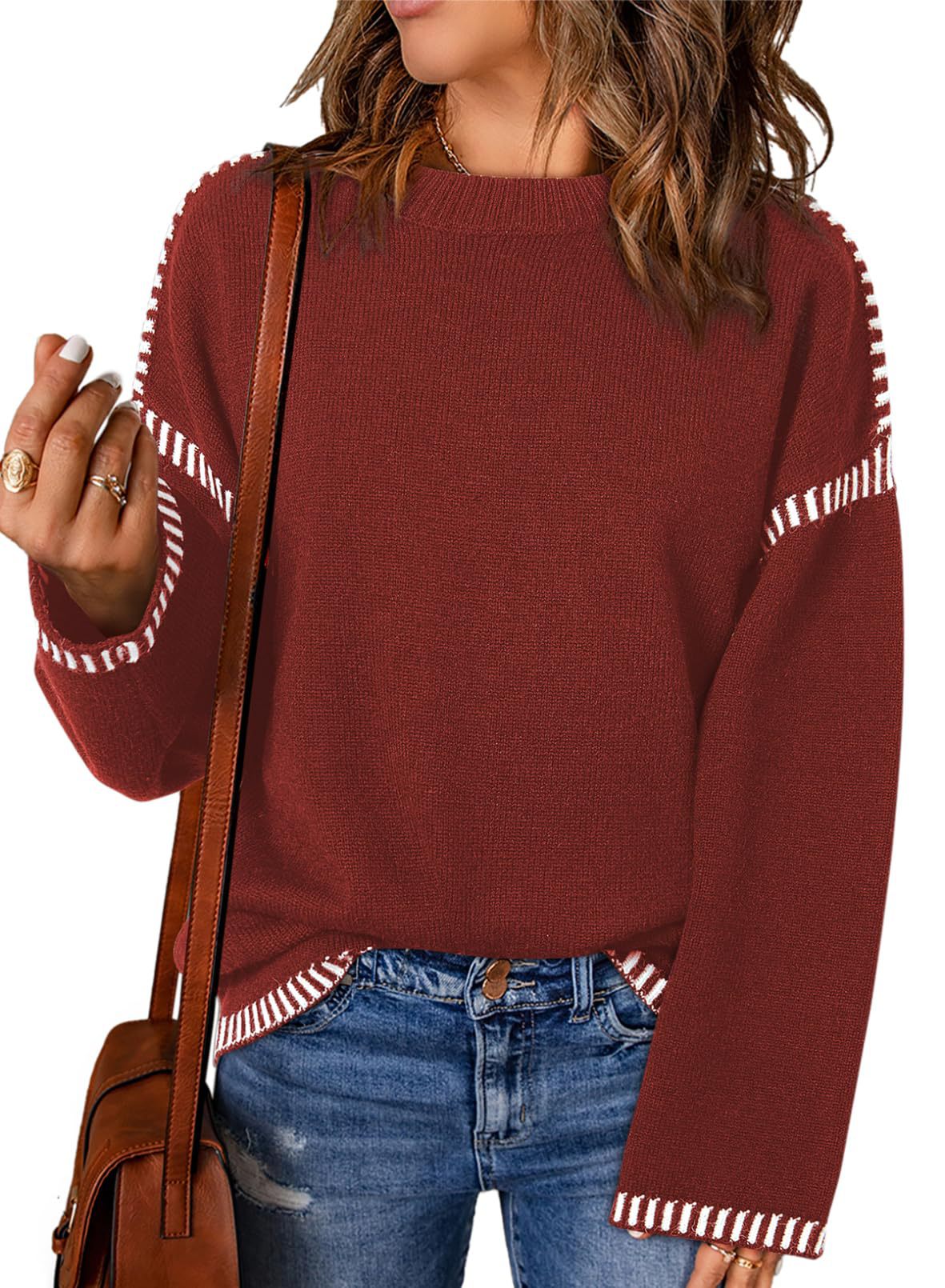 Damen lässiger Pullover mit Streifenakzenten Stalluxe