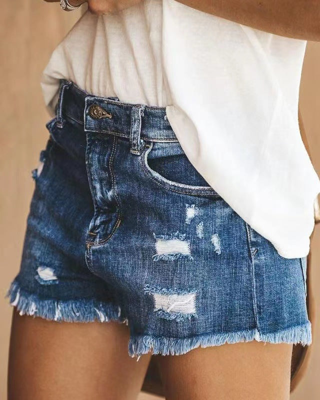 Damen Jeanshotpants im lässigen Destroyed-Look mit Fransen Stalluxe