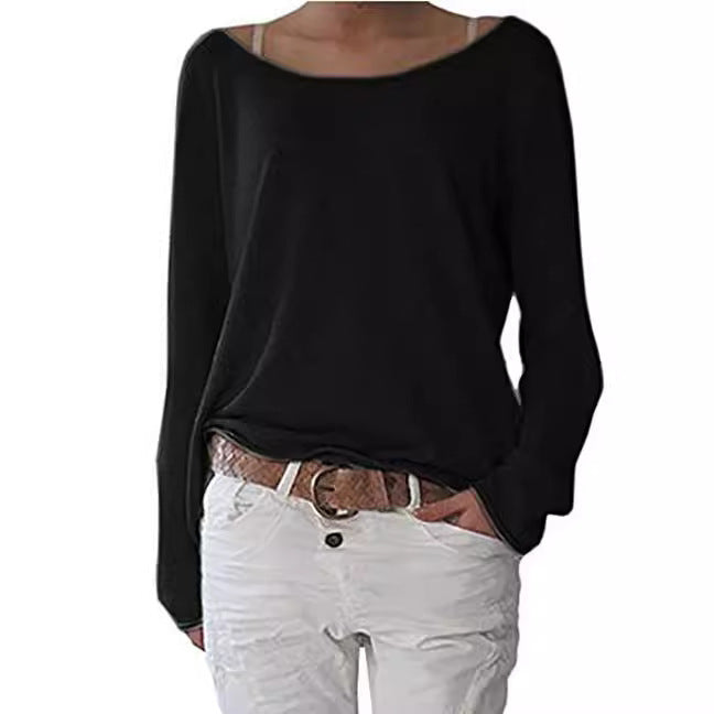 Damen lässiges Langarmshirt mit weitem Halsausschnitt und geschmeidiger Textur Stalluxe