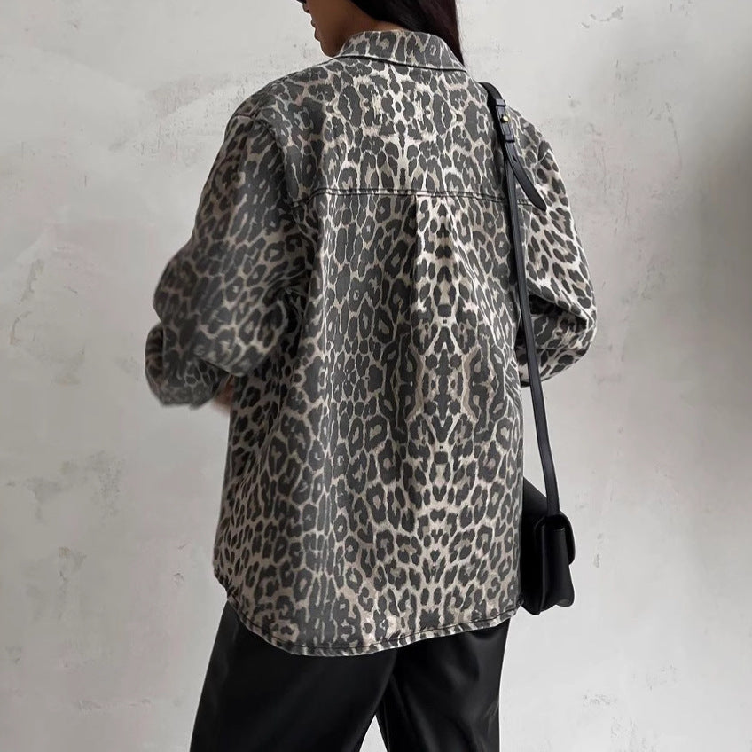 Damen modische Leo-Print Hemdjacke Stalluxe