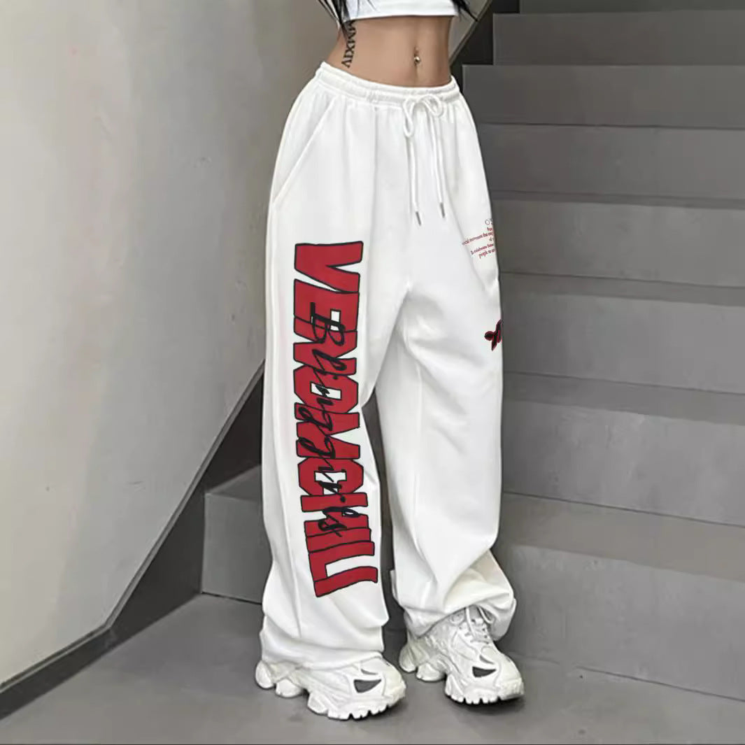 Damen lässige Weitgeschnittene Sweatpants mit grafischem Druck Stalluxe