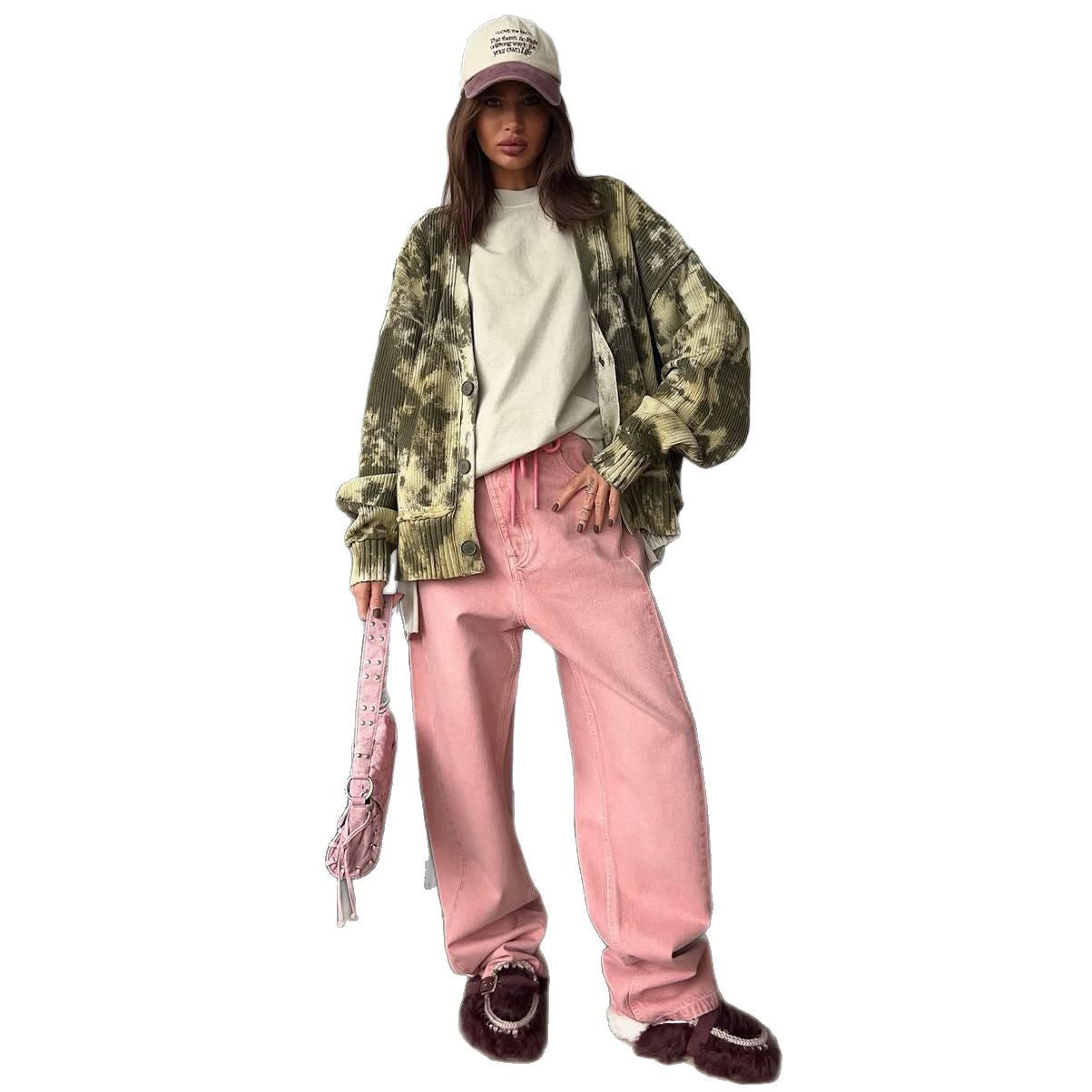 Damen Oversized Strickjacke im modernen Tie-Dye-Design Stalluxe