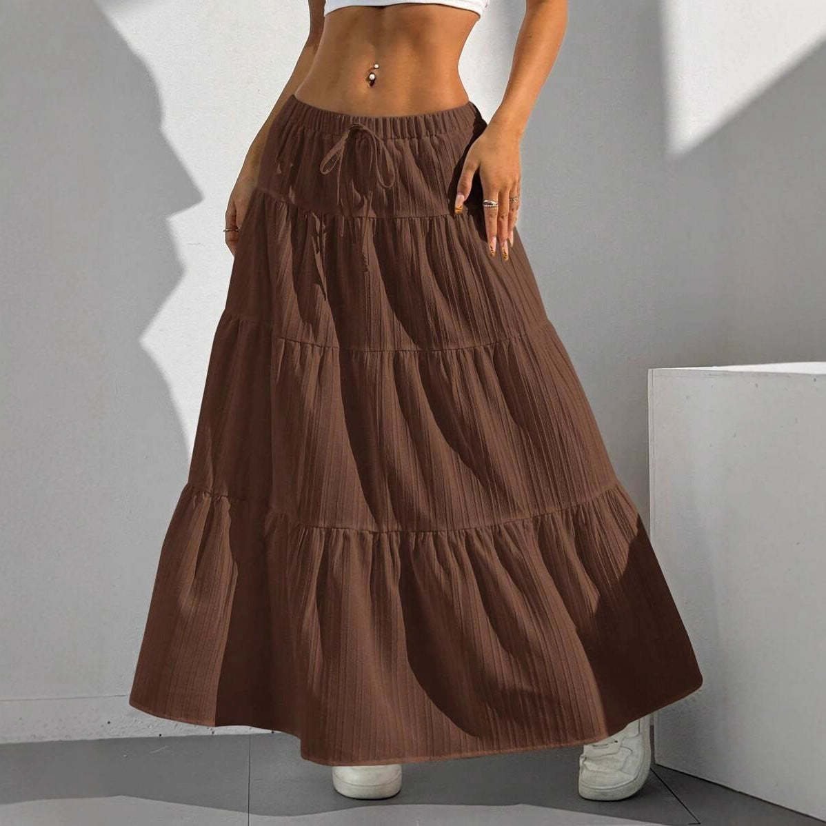 Damen Maxirock mit voluminösen Rüschendetails und elastischem Taillenzug Stalluxe