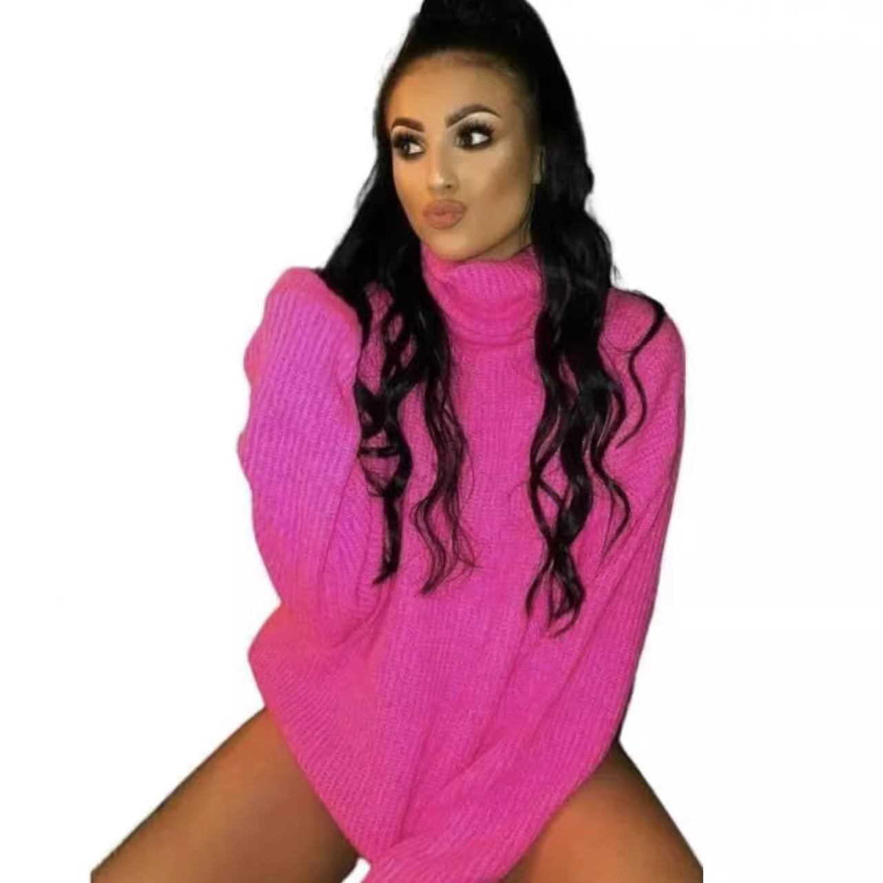 Damen Oversized-Strickpullover mit hohem Kragen und lässigem Schnitt Stalluxe