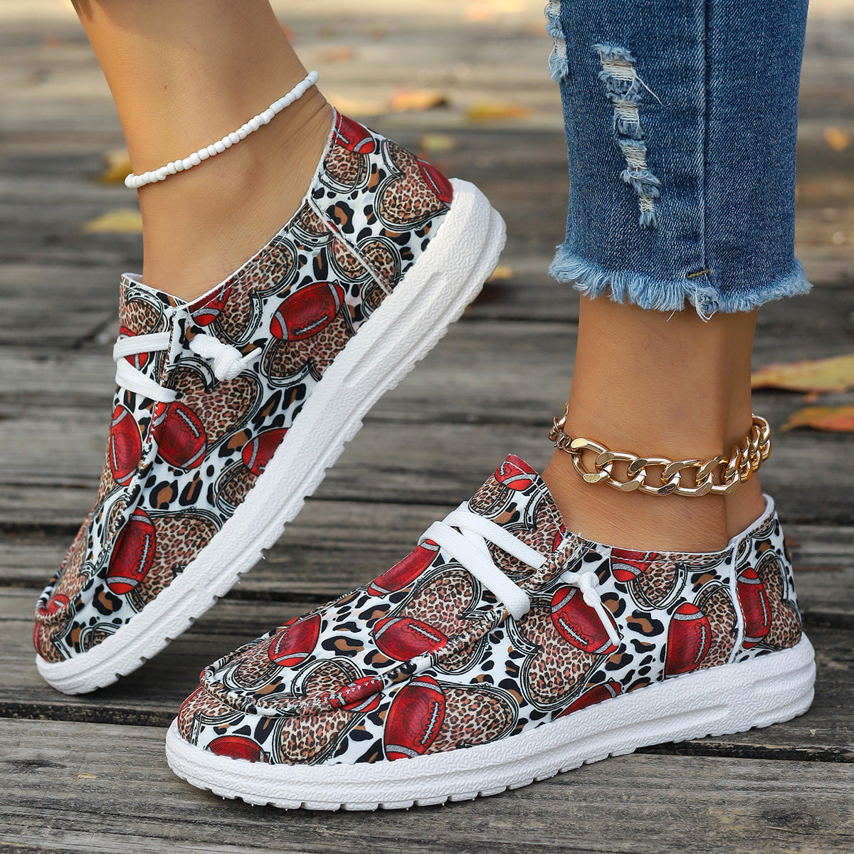 Damen Modische Slip-On Sneakers mit Baseball-Motiv Stalluxe