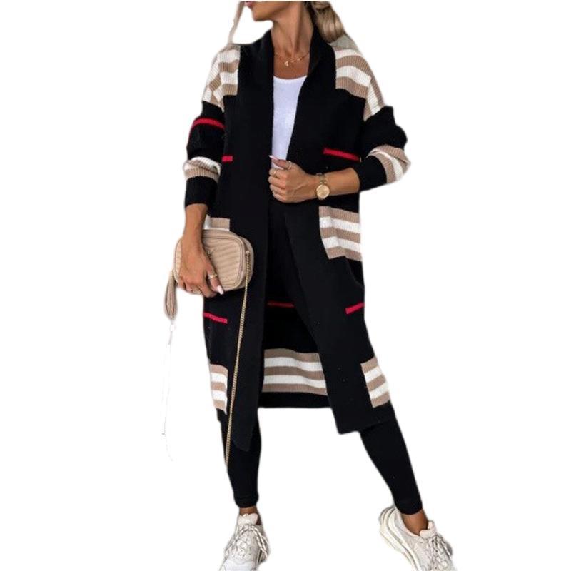 Damen Langstrickjacke im trendigen Streifenmuster Stalluxe