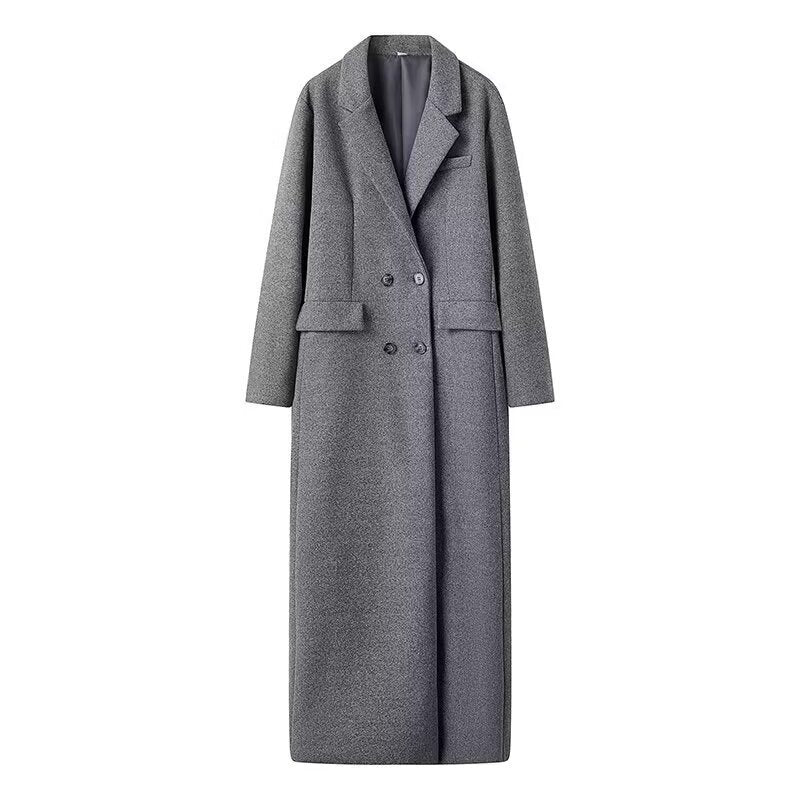 Damen eleganter oversized Wollmantel mit doppelter Knopfleiste Stalluxe