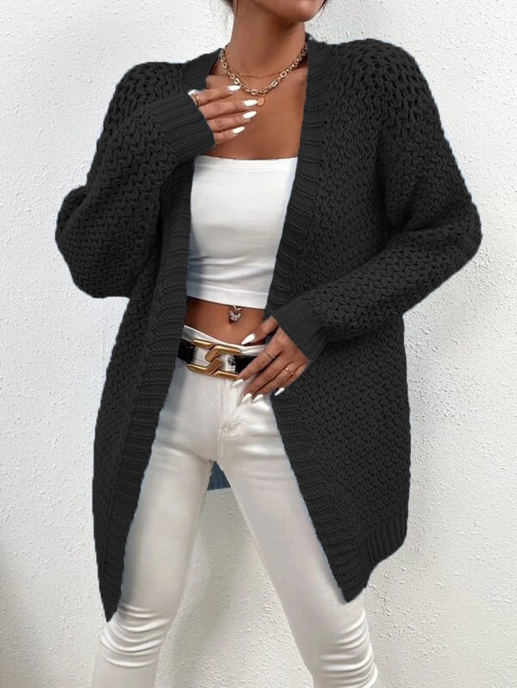 Damen Strickjacke mit offenem Schnitt und luxuriösem Texturmuster Stalluxe