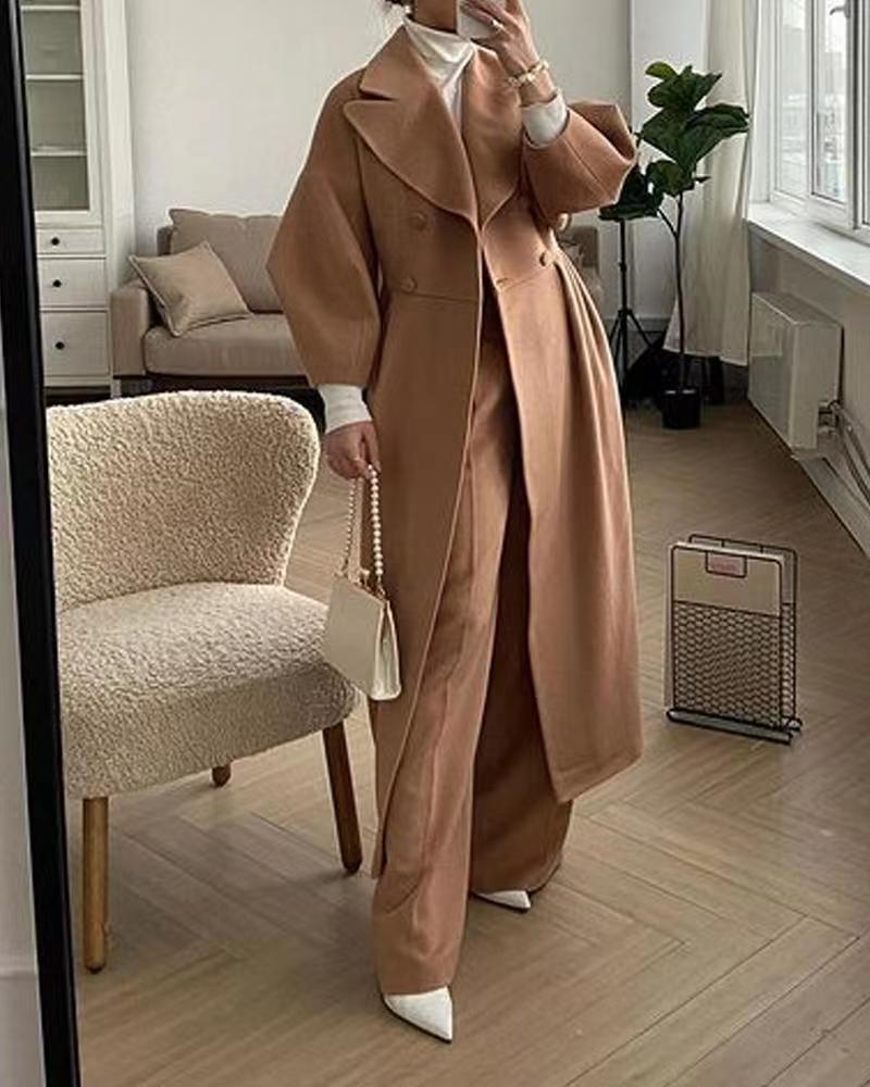 Damen Trenchcoat mit asymmetrischem Schlitz und puffärmeligen Details Stalluxe