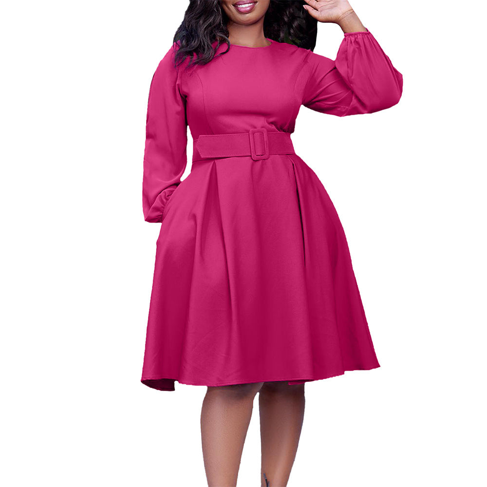 Damen Kleid mit weitem Schnitt und Taillengürtel Stalluxe