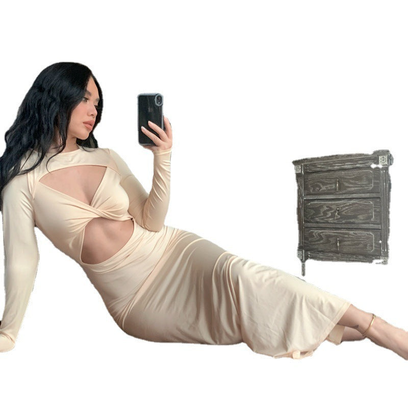 Damen Figurbetontes Cut-Out Kleid mit langen Ärmeln Stalluxe