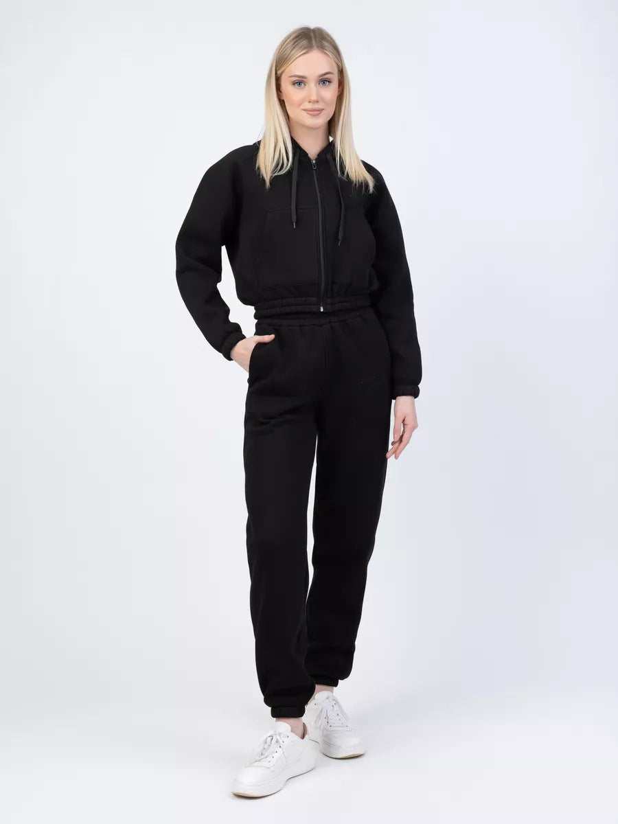 Damen Fleece-Sweatanzug mit Kapuze und elastischem Bund Stalluxe