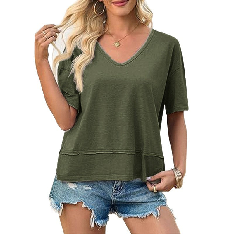 Women's Casual V-Neck Oversized Tee Stalluxe