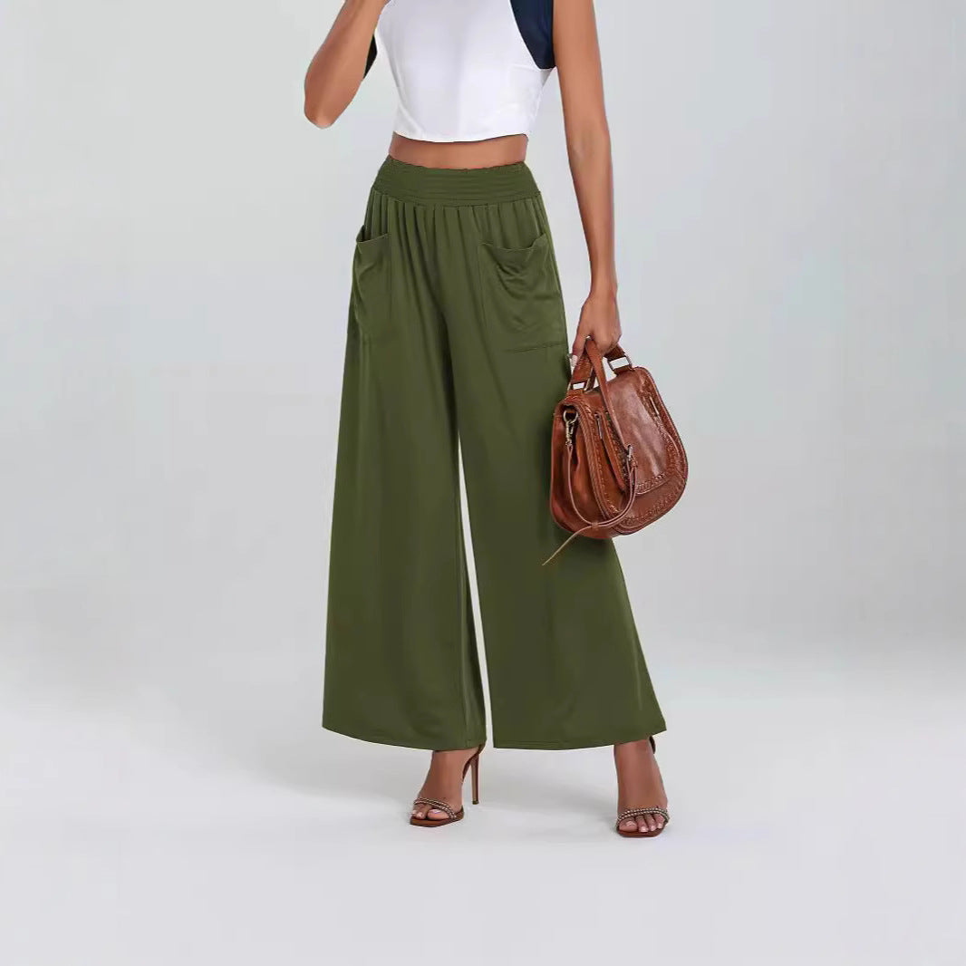 Damen Weit geschnittene Palazzo-Hose mit elastischem Bund und praktischen Taschen Stalluxe