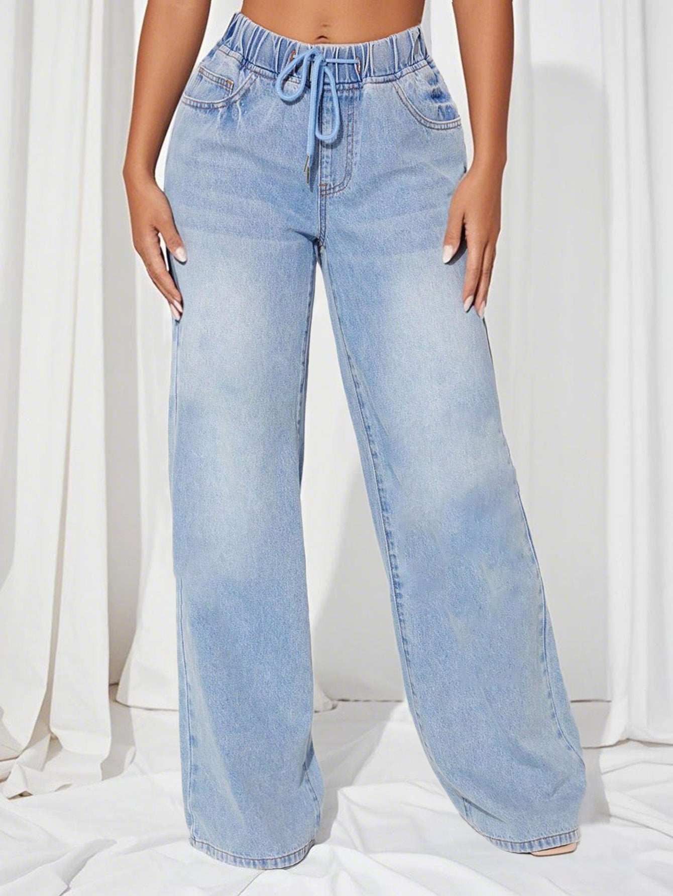 Damen Loose-Fit Jeans mit elastischem Bund und Kordelzug Stalluxe