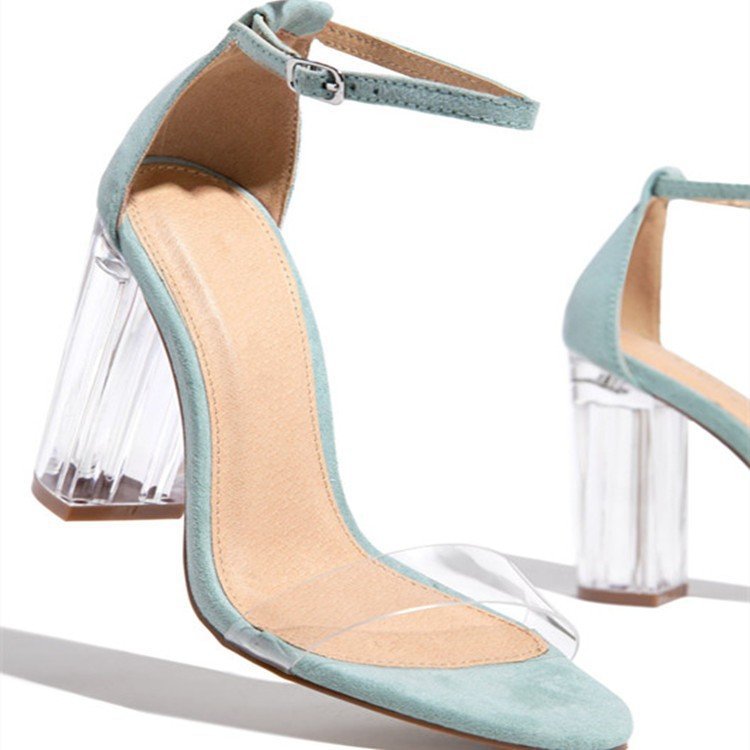Damen elegante High Heel Sandalen mit transparentem Blockabsatz Stalluxe