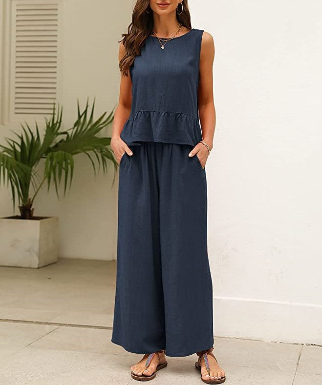 Damen luftiges Jumpsuit mit Rüschensaum Stalluxe