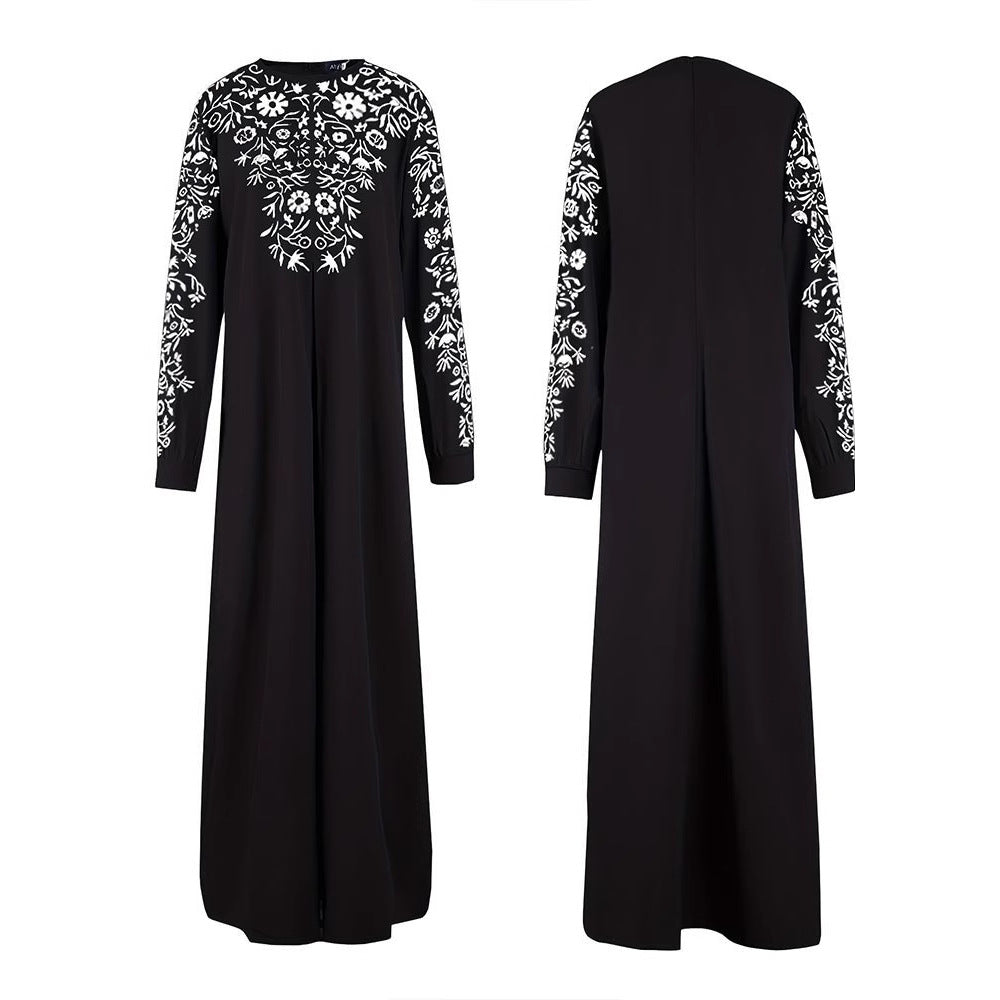 Damen Maxikleid mit kunstvoller Stickerei und eleganten langen Ärmeln Stalluxe