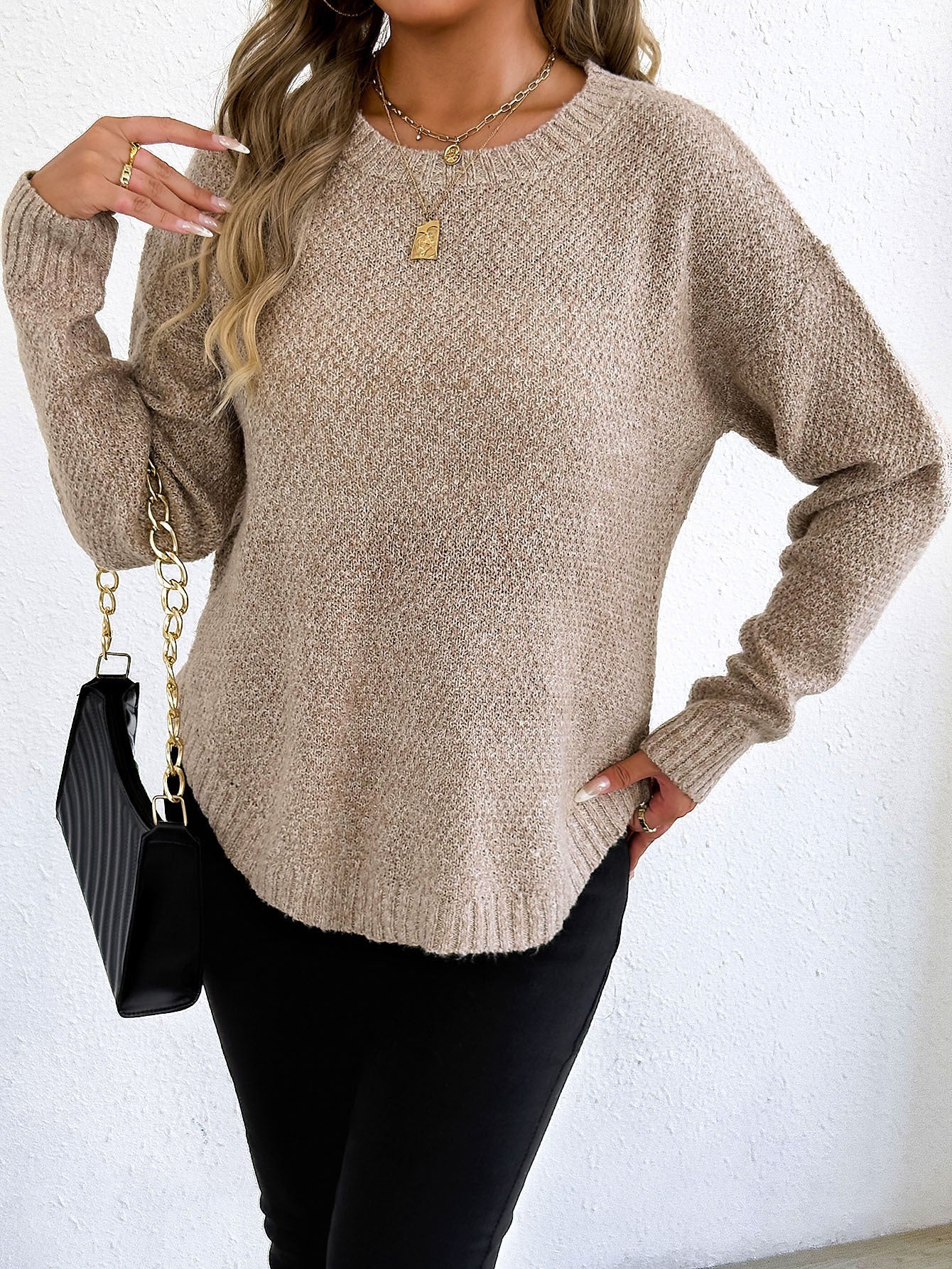 Damen lässiger Strickpullover mit hochwertigem Strukturmuster Stalluxe