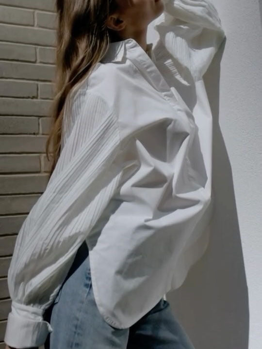 Damen Oversized Hemdbluse mit innovativen Rüschendetails Stalluxe