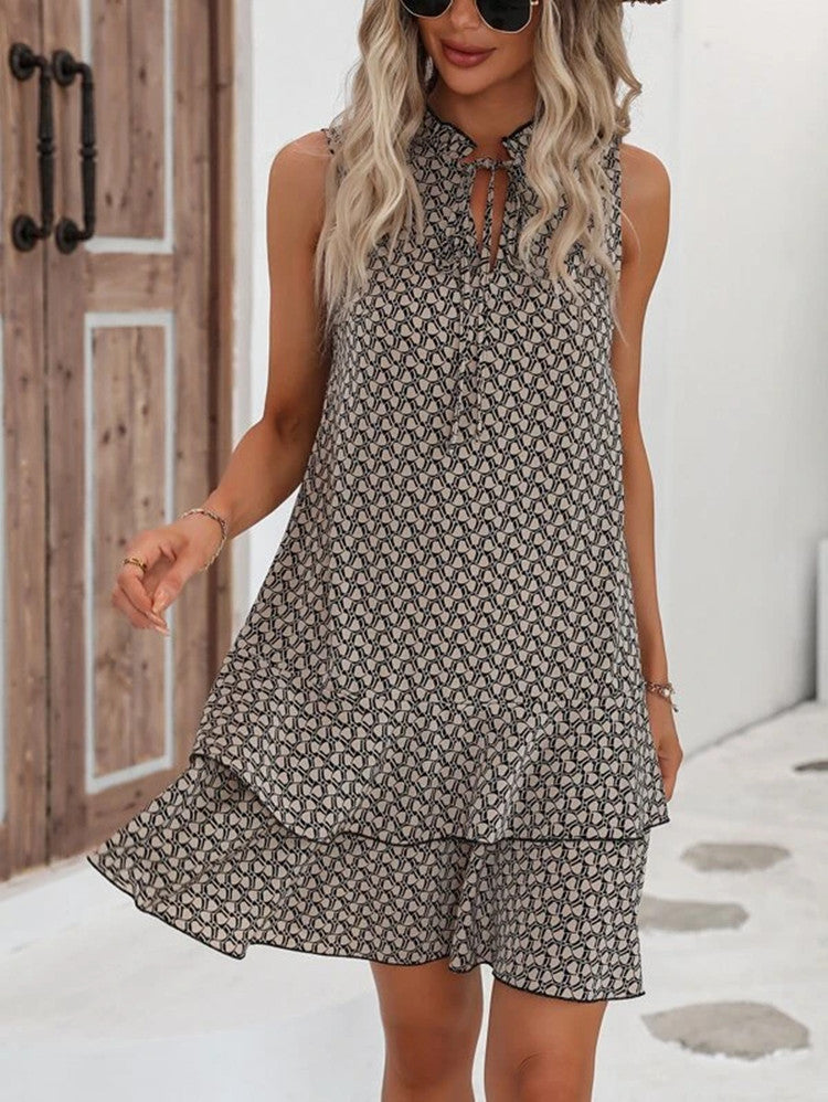 Damen Midi Kleid mit elegantem Stehkragen und moderner Schnürung Stalluxe