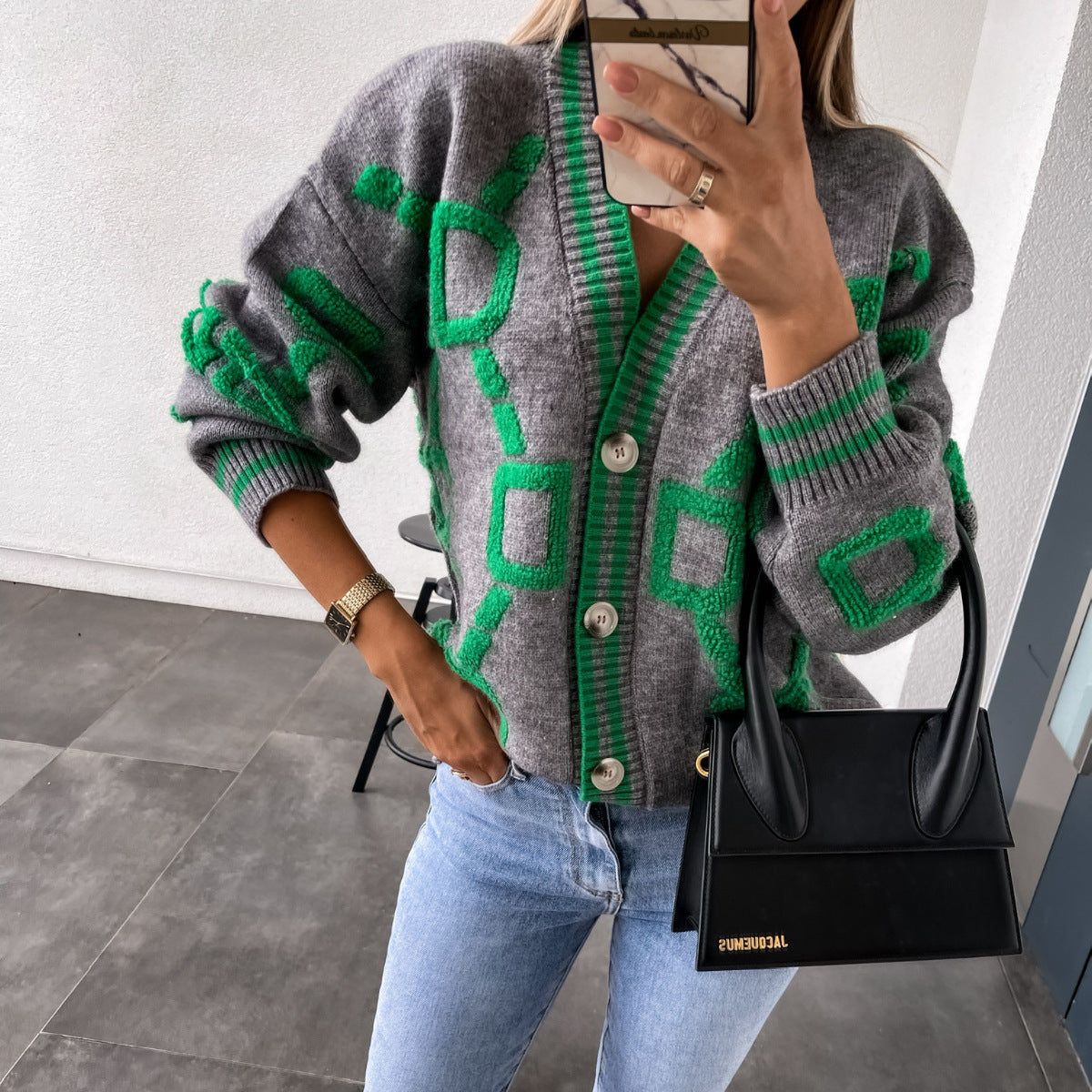 Damen gestrickte Cardigan mit strukturiertem Muster und Knopfdetails Stalluxe