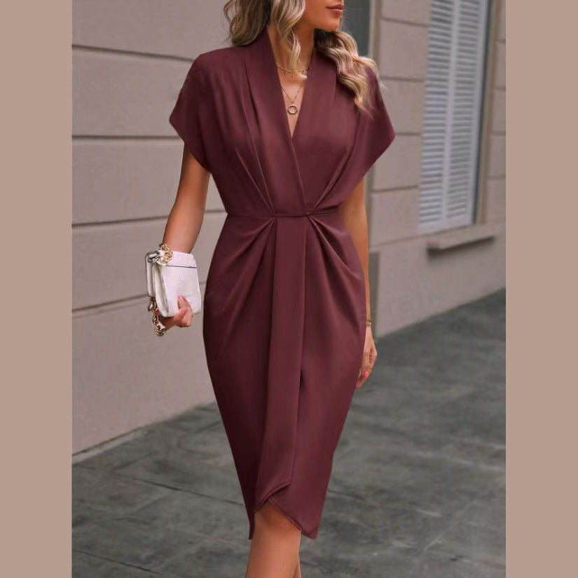 Damen elegantes Wickelkleid mit besonderem Drapierungsdesign Stalluxe