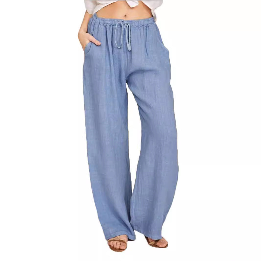 Damen Leinenhose mit weitem Bein und praktischen Seitentaschen Stalluxe