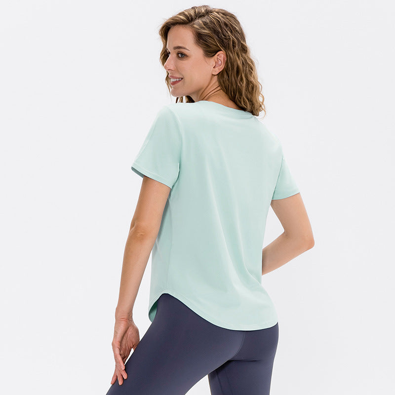 Damen Atmungsaktives Fitness-T-Shirt mit Rundhalsausschnitt und sportlichem Schnitt Stalluxe